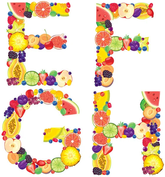 Alfabeto de la fruta EFGH — Archivo Imágenes Vectoriales