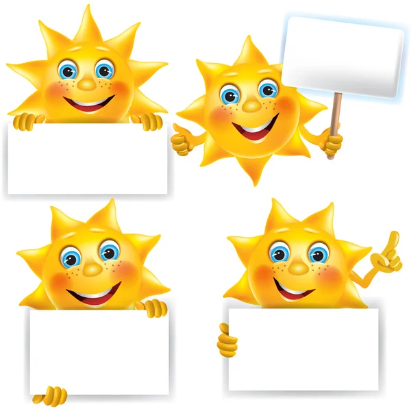 Funny sun with blank banner — Stock Vector