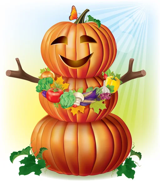 Fun pumpkin and harvest — Stock Vector