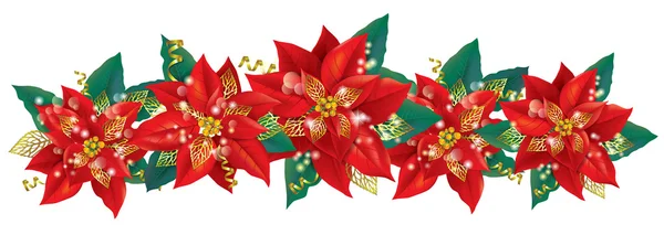 Kerstmis garland van poinsettia — Stockvector