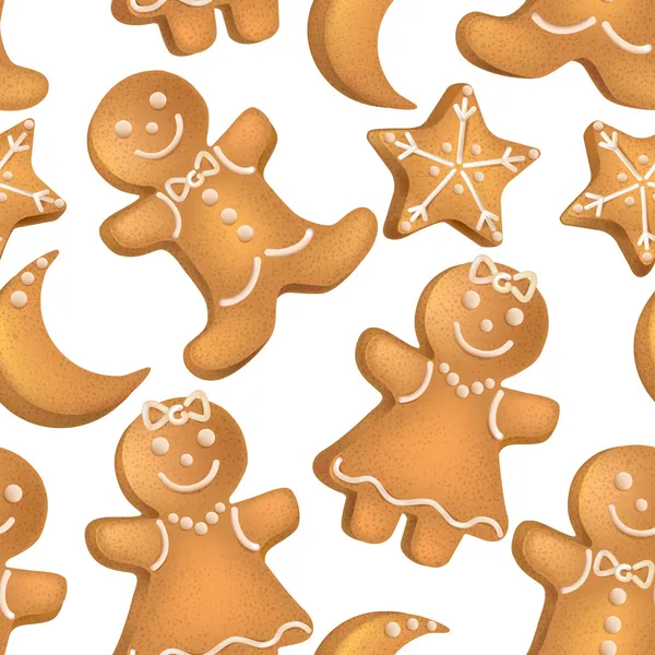 Seamless pattern of Christmas biscuits Royalty Free Stock Vectors
