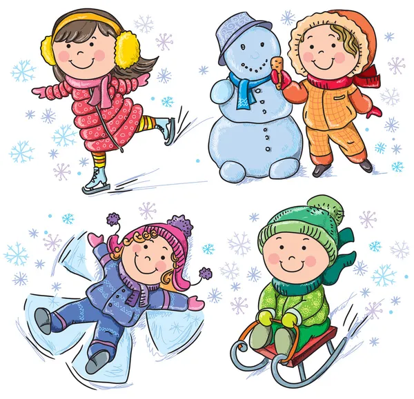 Enfants d'hiver — Image vectorielle