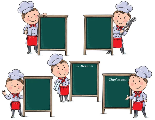 Kuchaři děti s menu desky — Stockový vektor