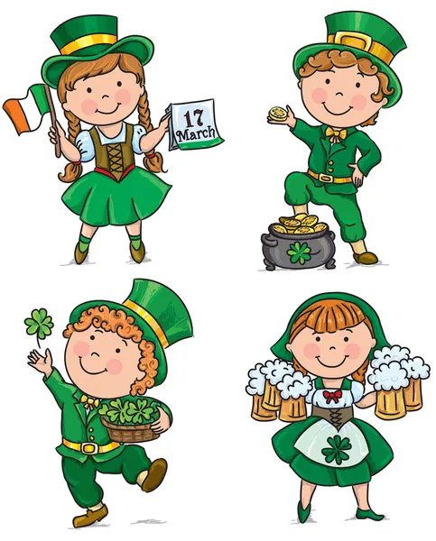 St. Patricks Day bambini carini — Vettoriale Stock