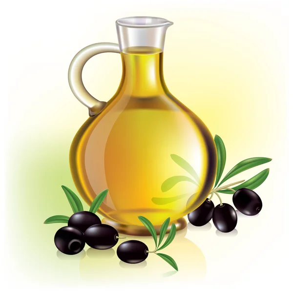 Olio d'oliva e olive — Vettoriale Stock