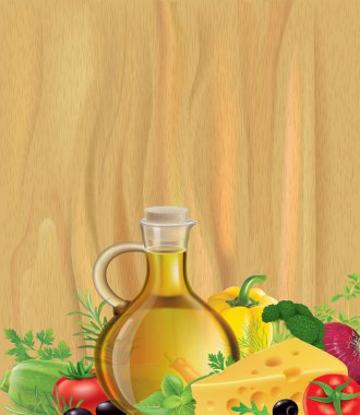 sebze, zeytin yağı, ahşap