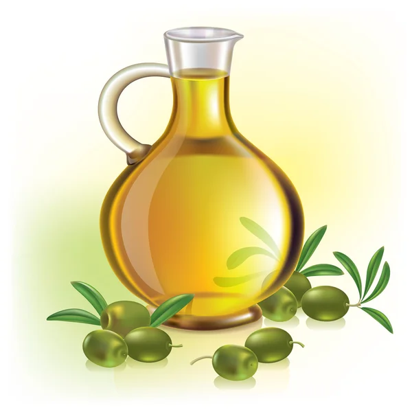 Aceite de oliva y aceitunas — Vector de stock