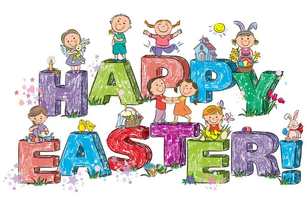 Mutlu Paskalya çocuklara mektuplar — Stok Vektör
