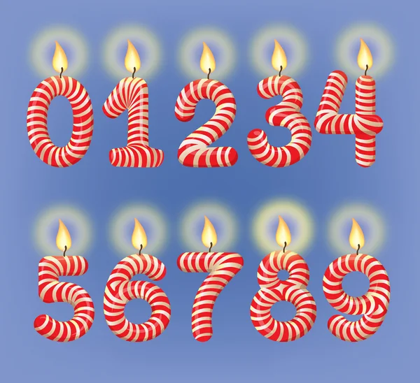 Holiday candles numbers — Stock Vector