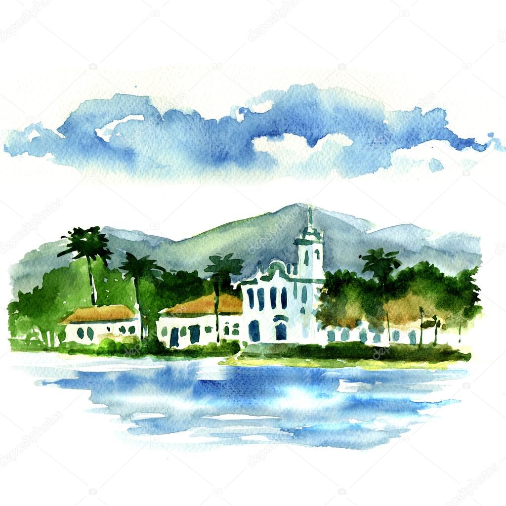 View of a small town by the sea