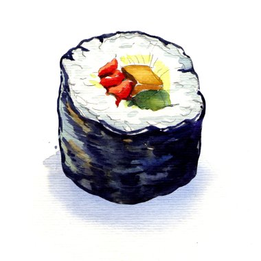 geleneksel Japon suşi rulo izole