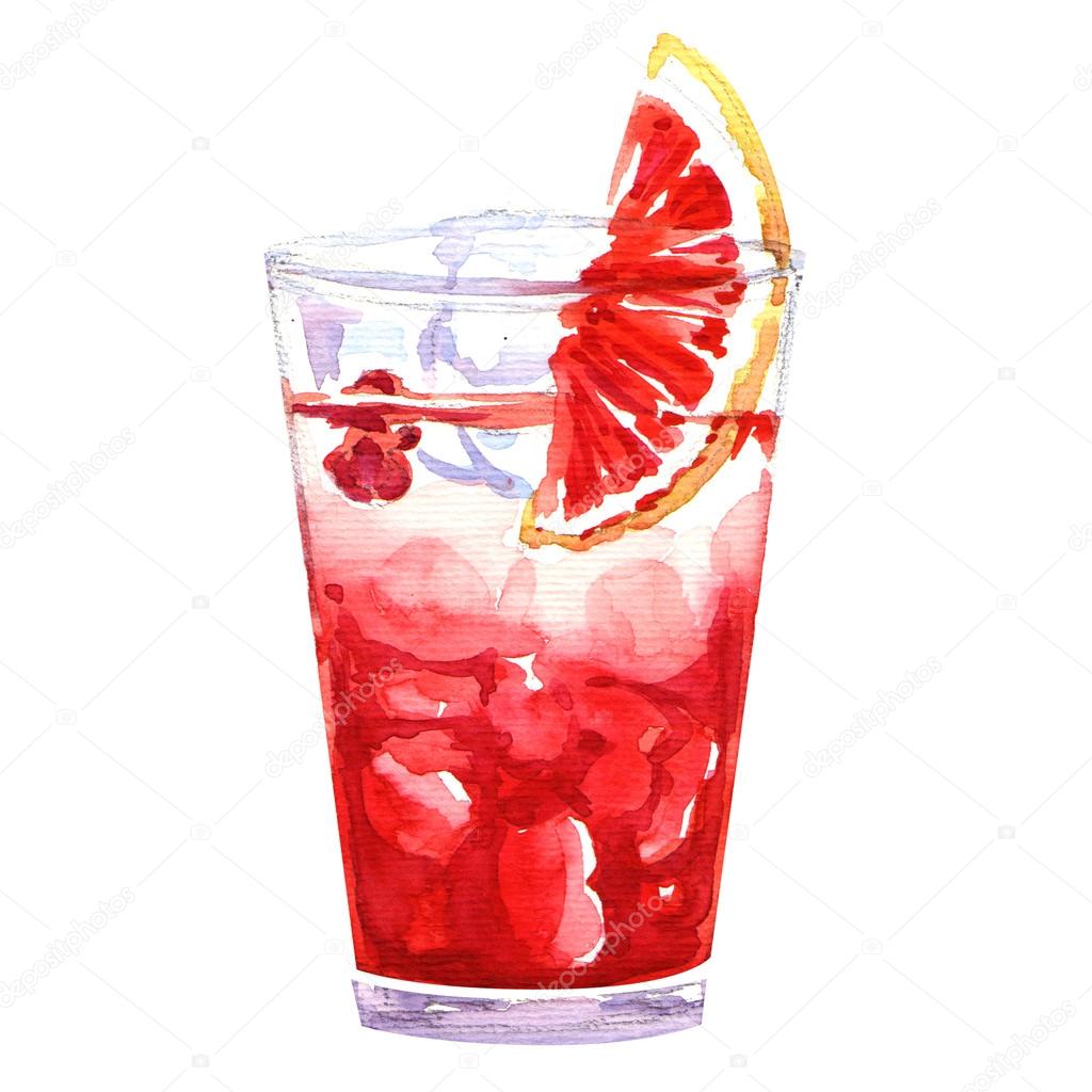 Watercolor cold punch cocktail glass — Stock Photo © deslns 50576005