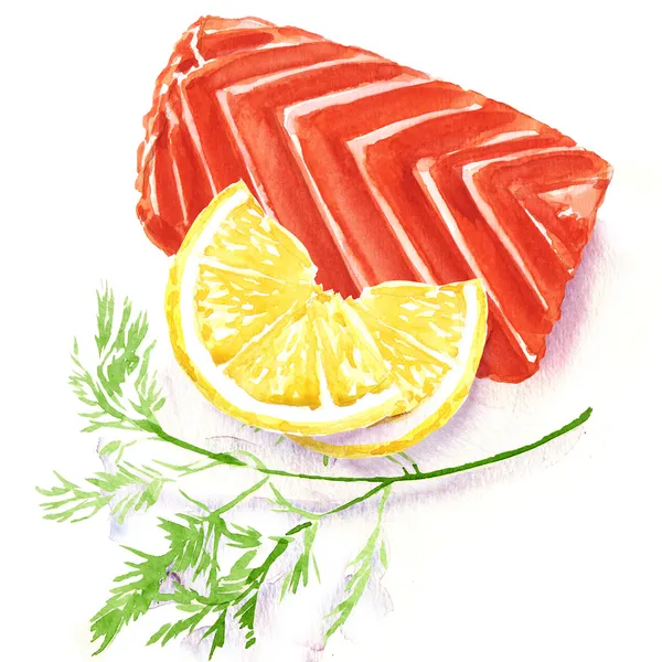 Stuk van rode visfilet met citroen — Stockfoto