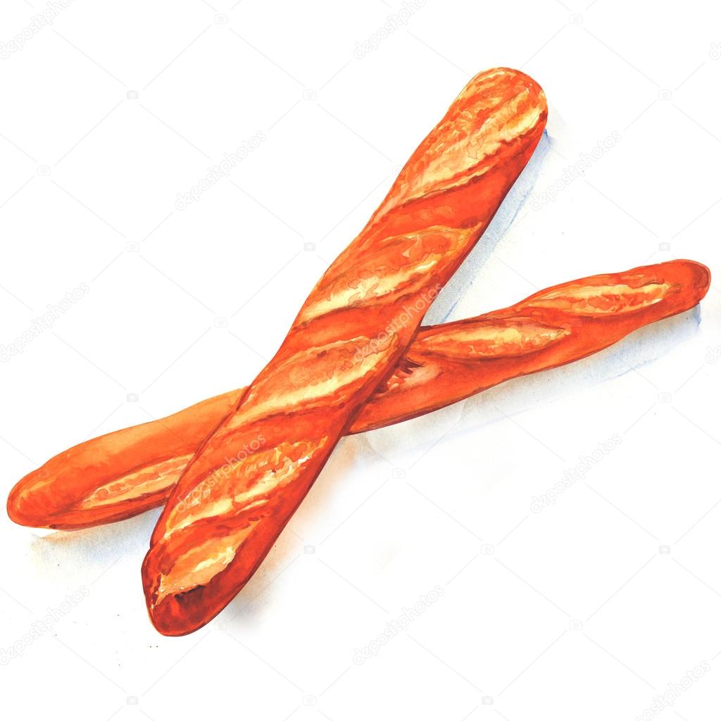 french baguette on a white background