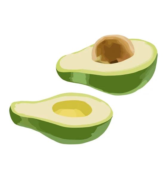Avocado Geschnittene Früchte Ernährungsprodukt Gesundes Vegetarisches Essen Isoliert Verpackungselement Flacher — Stockvektor