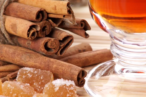 Cinnamon, tea and ginger — Stock Photo, Image