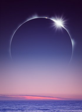 Full Eclipse over ocean (digital art) clipart