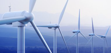 Wind Turbines with distant mountains clipart