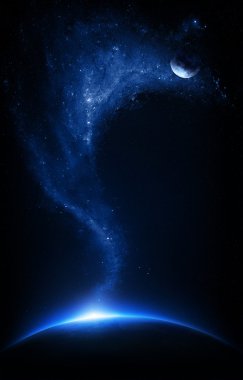 Dünya ve ay starfield ile birbirine bağlı