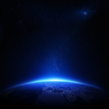Earth at night with city lights clipart