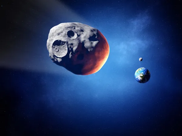 Asteroïde op ramkoers met de aarde (elementen van deze afbeelding — Stockfoto