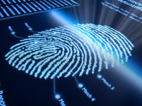 Fingerprint on pixellated screen — Stock Photo, Image