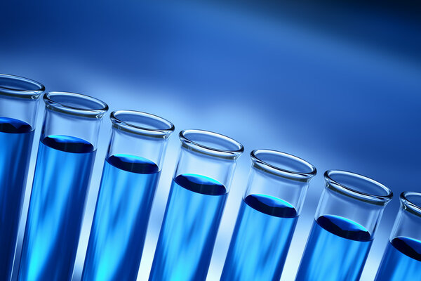 Row of test tubes in the laboratory