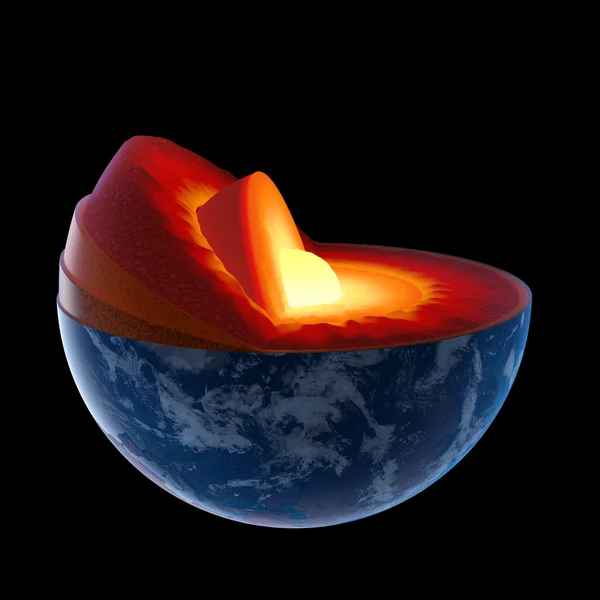 Aarde kern structuur aan schaal - geïsoleerd — Stockfoto