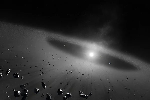 Asteroidengürtel mit inneren vier Sonnenplaneten — Stockfoto