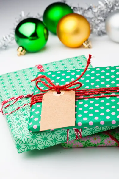 Christmas gifts and decorations — Stock Photo, Image