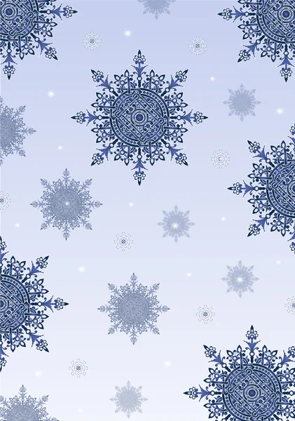 Tarjeta de felicitación vectorial con copos de nieve — Vector de stock