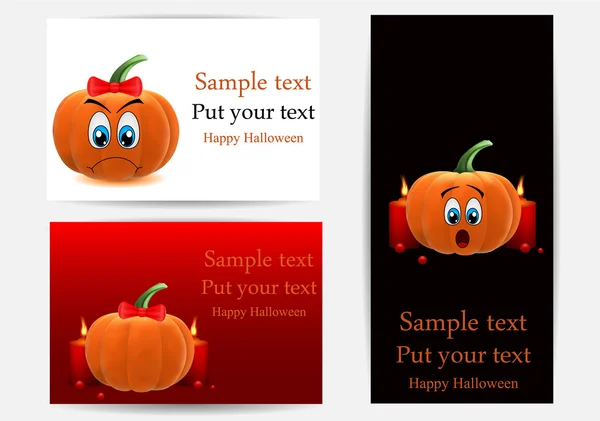 Vector greeting cards with funny pumpkins — Stock Vector