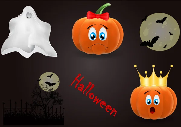 Vector set of objects related to Halloween — Stock Vector