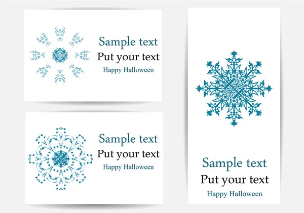 Vector conjunto de tarjetas de felicitación con copos de nieve — Archivo Imágenes Vectoriales