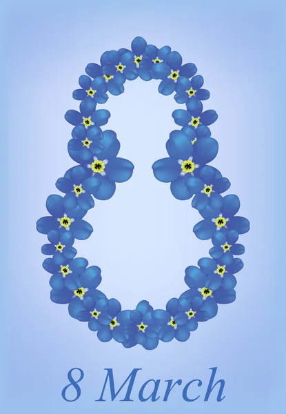 Vector wenskaart met forget-me-nots, kan worden gebruikt als een vrouw dag achtergrond — Stockvector