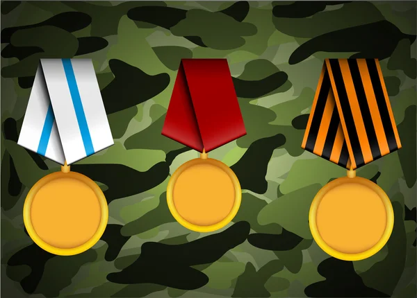 Vektor uppsättning militära medaljer, relaterade till Segerdagen och 23 februari — Stock vektor