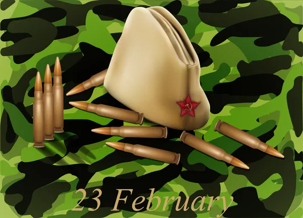 Векторний фураж cap маркерами на військові задник, присвячений 23 лютого і дня перемоги — стоковий вектор