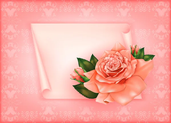 Belle carte-cadeau avec rose pastel et noeuds cadeaux, peut être utilisé comme une Félicitation Journée de la femme — Image vectorielle