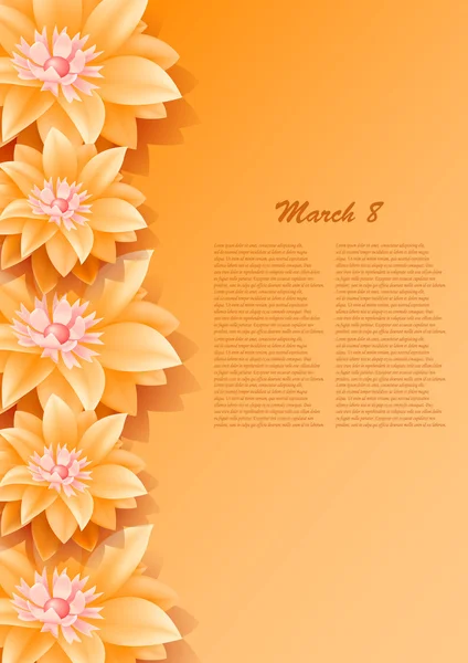 Mooi Geschenkenkaart met oranje papier bloemen — Stockvector