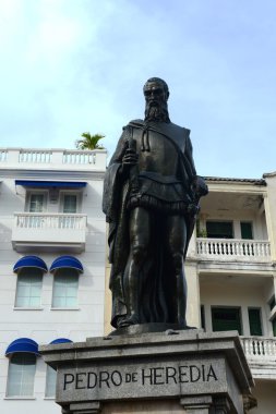 The monument to the founder of Cartagena conquistador Don Pedro de Heredia clipart