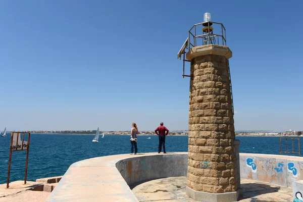 Faro nel porto Torrevieja — Foto Stock