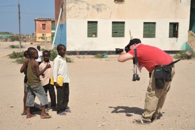 Photojournalist takes Somali boys outside Berbera. clipart