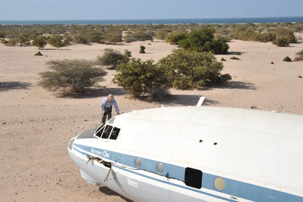 The plane crashed at the airport of the Berbera — Stock Photo, Image