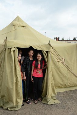 Temporary camp for displaced persons clipart