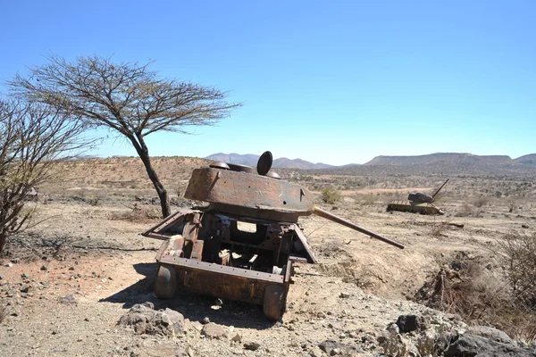 Tanques destruídos T - 34 na Somália — Fotografia de Stock