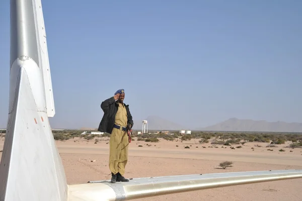 The plane crashed at the airport of the Berbera — Stock Photo, Image