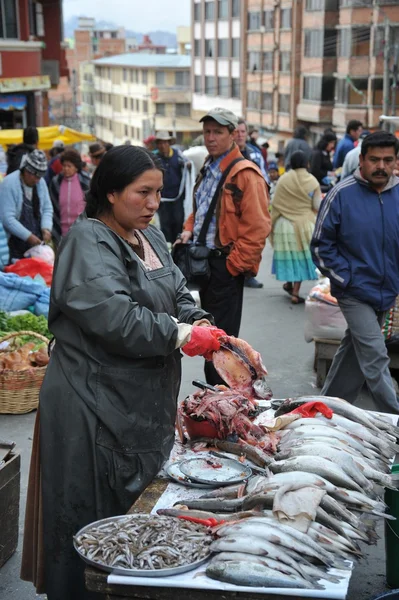 Women selling on the street of La Paz. — Stock Photo, Image