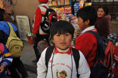 Unidentified children on street of Potosi clipart