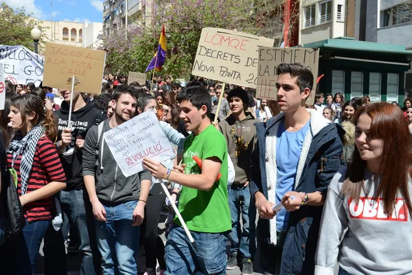 Üniversite öğrencileri ve Alicante üniversite öğrencileri protesto gösterisi — Stok fotoğraf