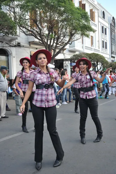 De inwoners van de stad tijdens het carnaval ter ere van de Maagd van guadalupe. — Stockfoto